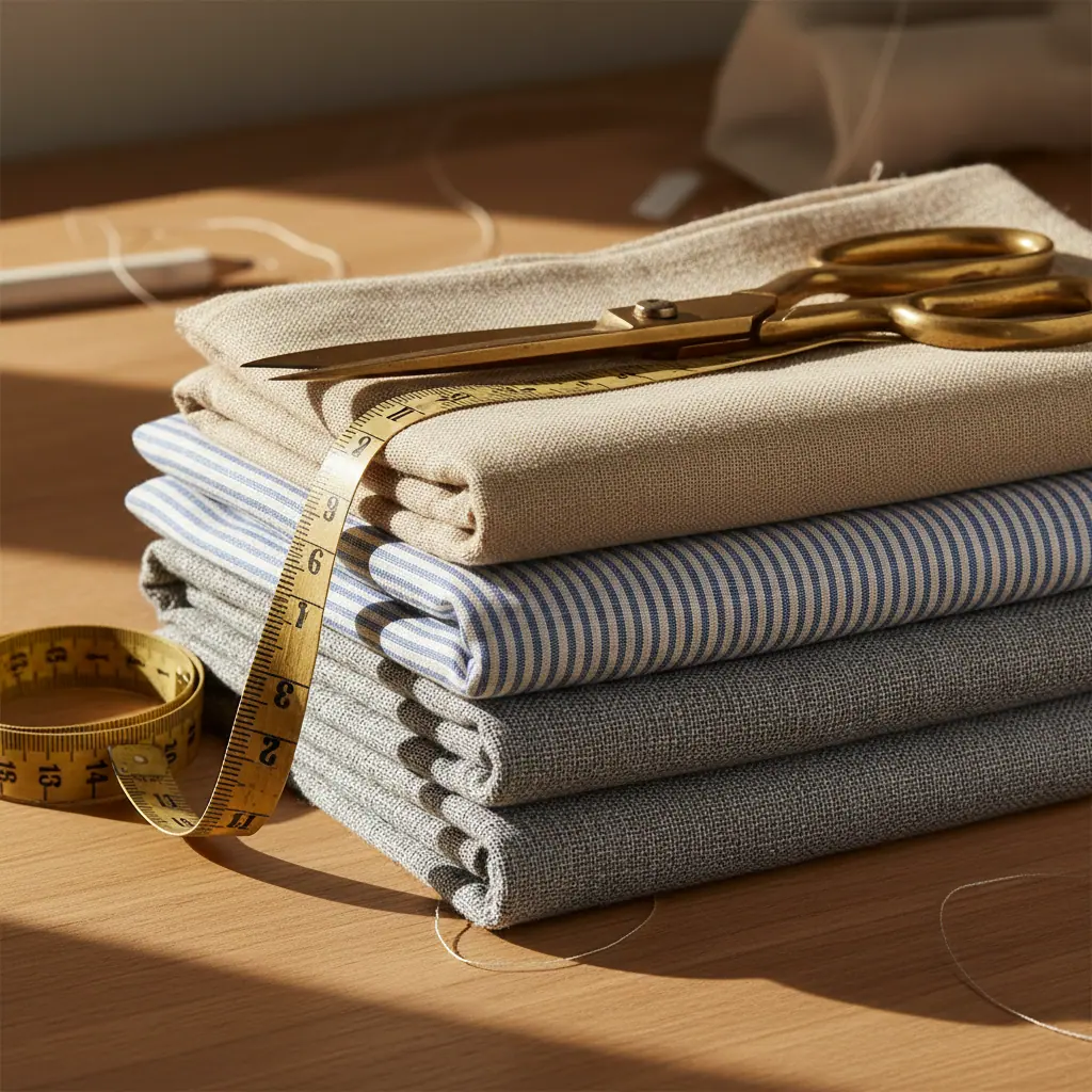 Détail d'une veste de costume en lin froissé montrant l'épaule molle napolitaine, le revers cran droit roulant, et la doublure quart visible à l'intérieur