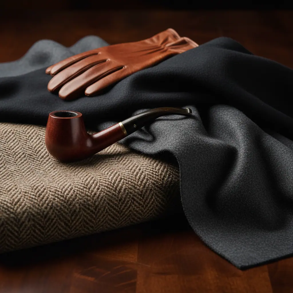 Détail de tweed Donegal chiné avec boutonnière travaillée main