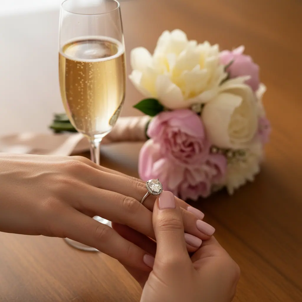 Robe midi ivoire en soie duchesse avec escarpins nude et bouquet de pivoines