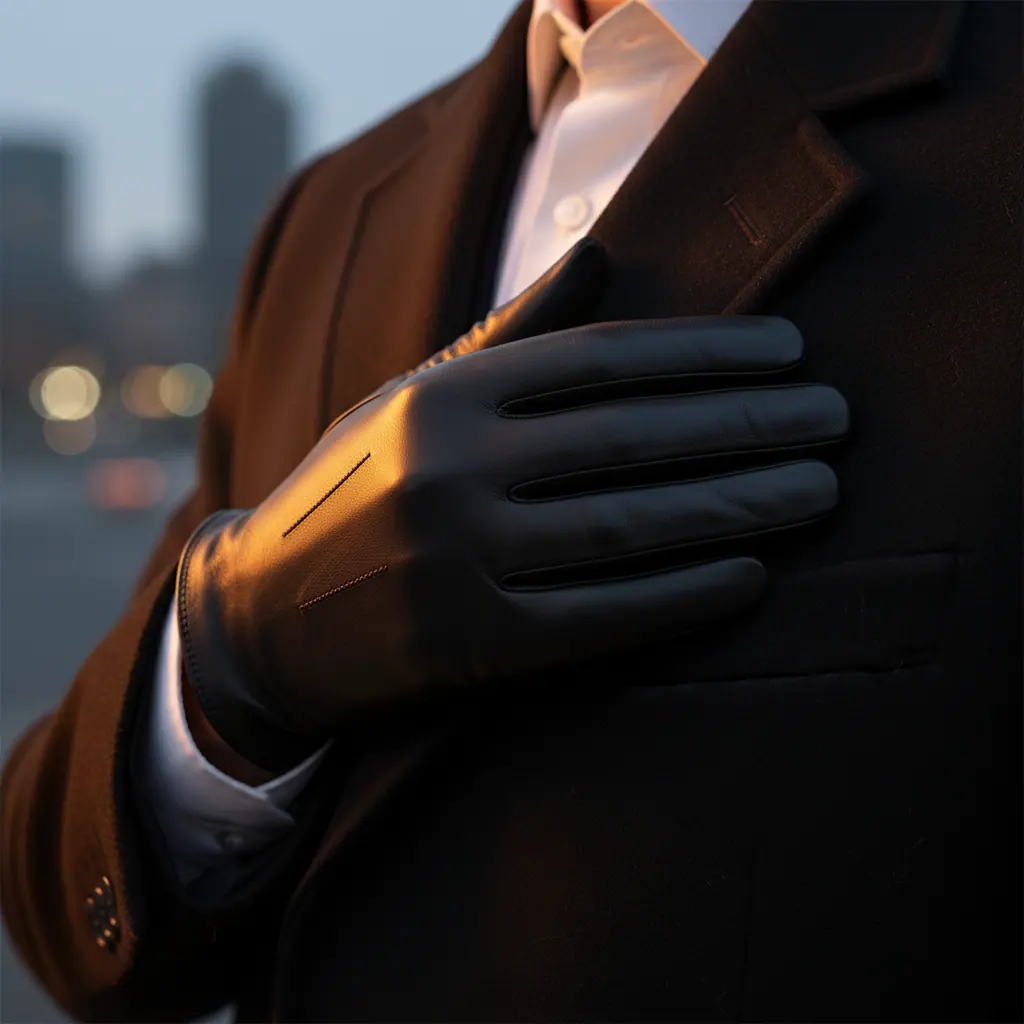 Gants cuir formels femme en chevreau noir longueur opéra pour gala