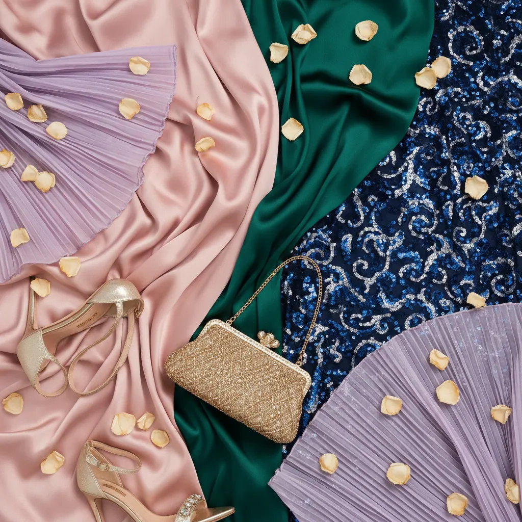 Détails d'une robe de soirée en velours de soie noir avec broderies de perles, posée sur un mannequin d'atelier, mètre ruban et ciseaux de tailleur