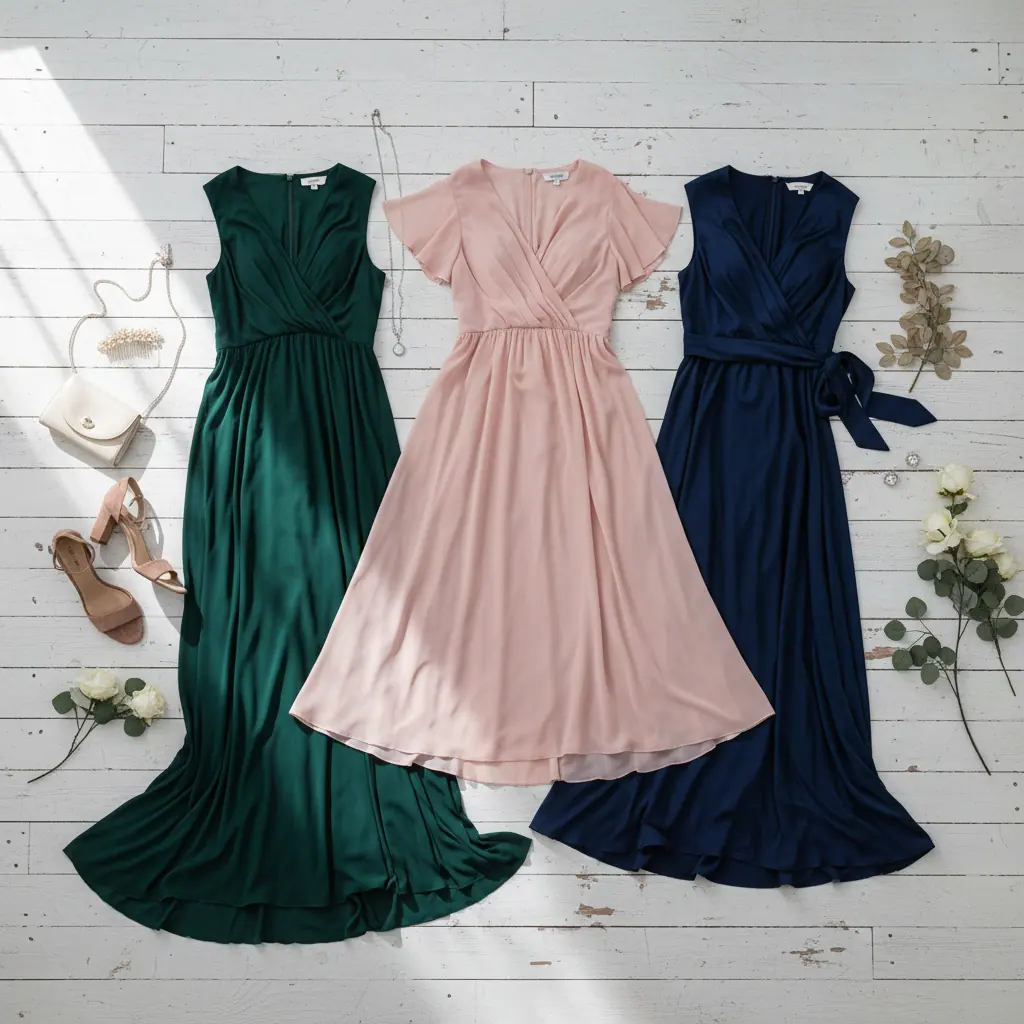 Détail d'une robe empire en mousseline bleu marine avec ceinture brodée sous la poitrine