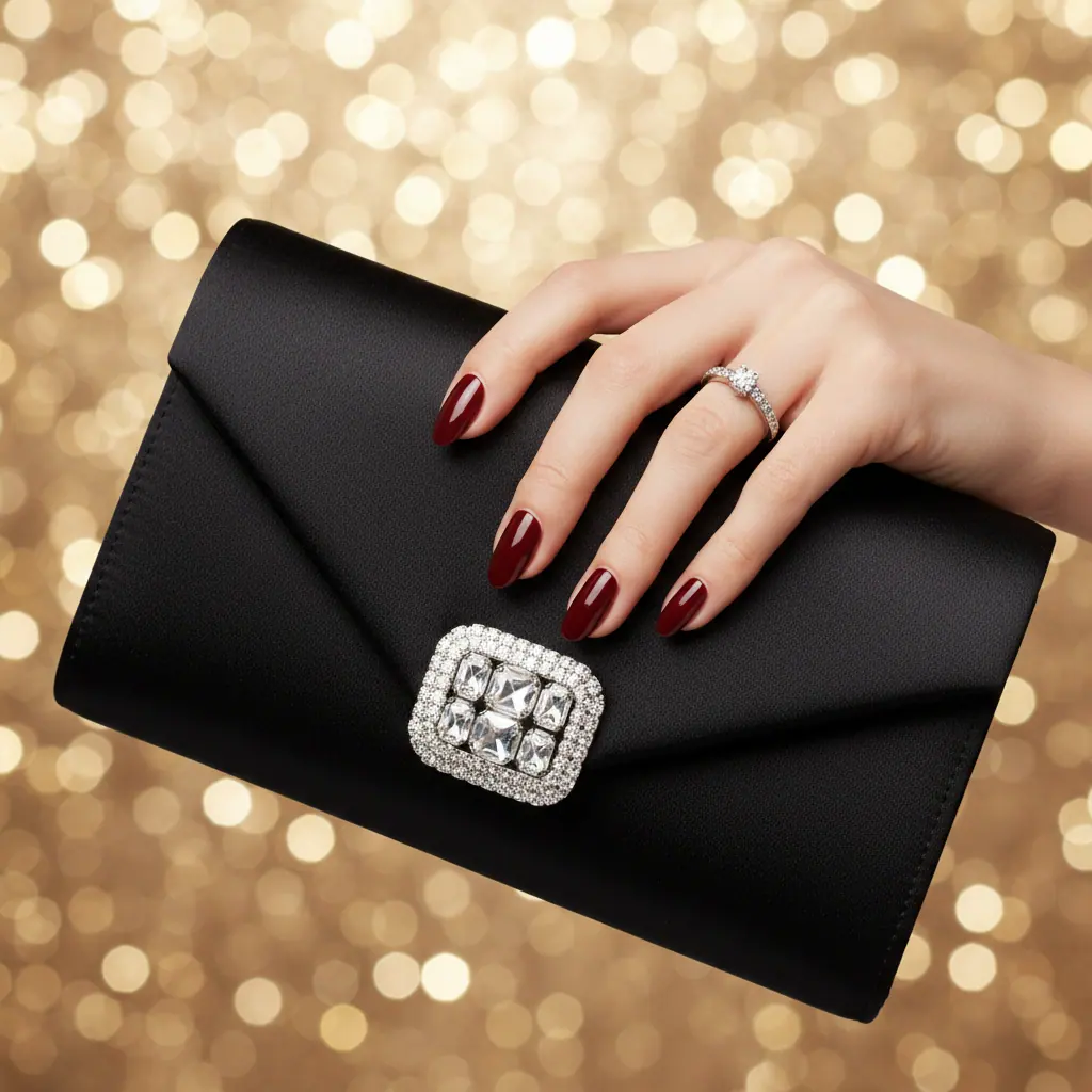 Détail minaudière satin plissé fermoir cristal Roger Vivier